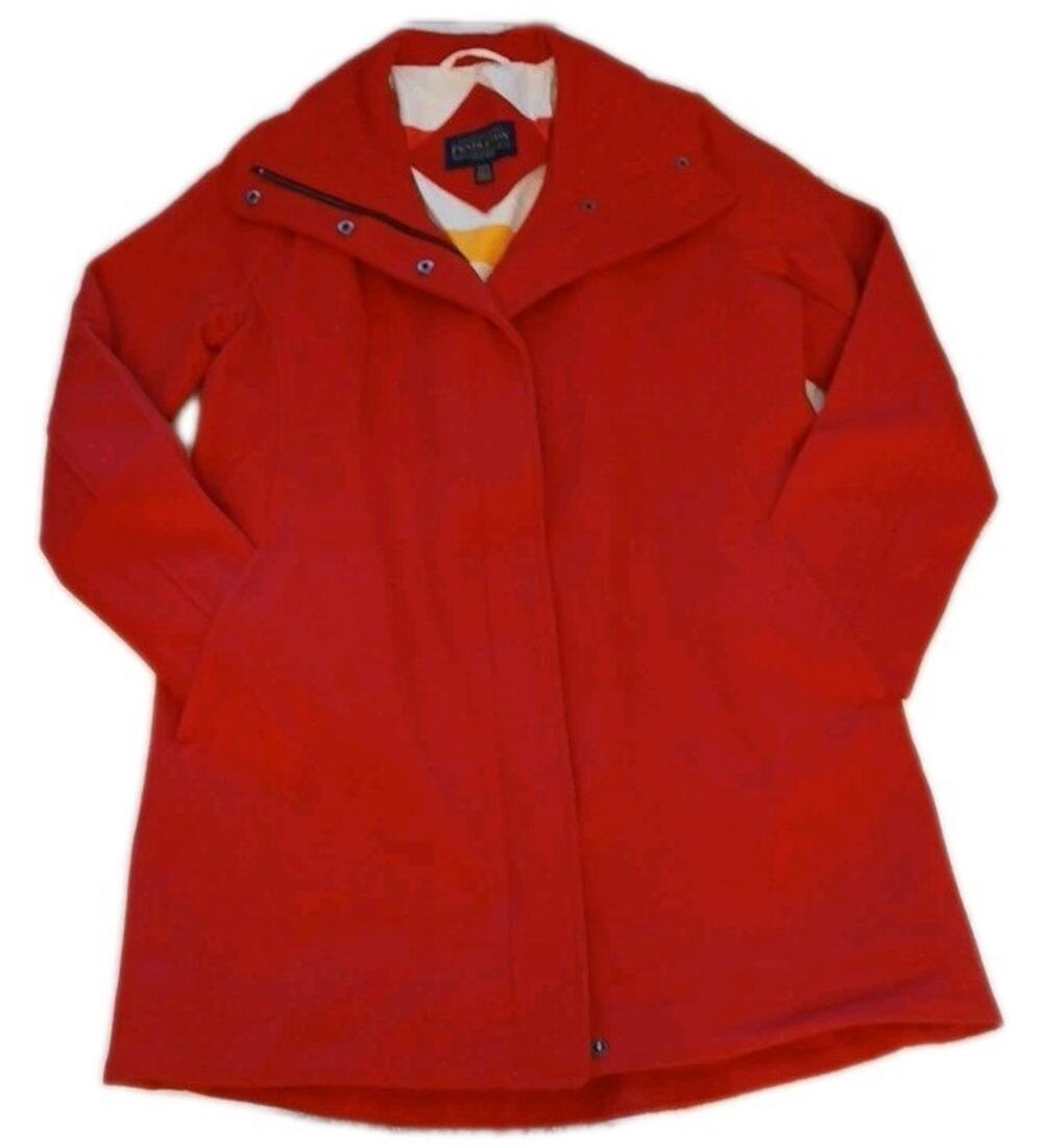 Pendleton Campbell Wool Coat Women's Small Red Hudson Bay Stripe Pea Coat Prep